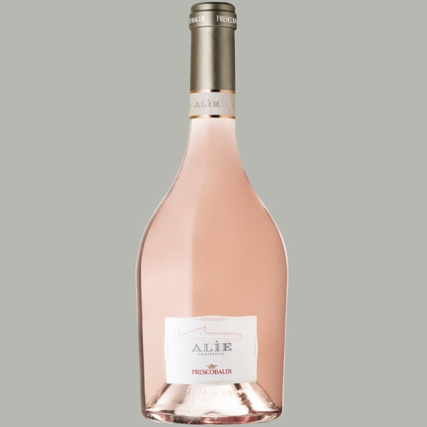 Flasche Frescobaldi Alìe Ammiraglia Rosé Toscana 2024, hellorangefarbenes Etikett