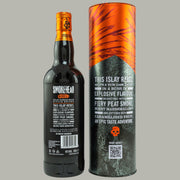 Smokehead Rum Cask Rebel – Islay Single Malt Scotch Whisky, 70cl, Rückseite der Flasche mit Beschreibung der rauchigen und fruchtigen Aromen, 46% vol.